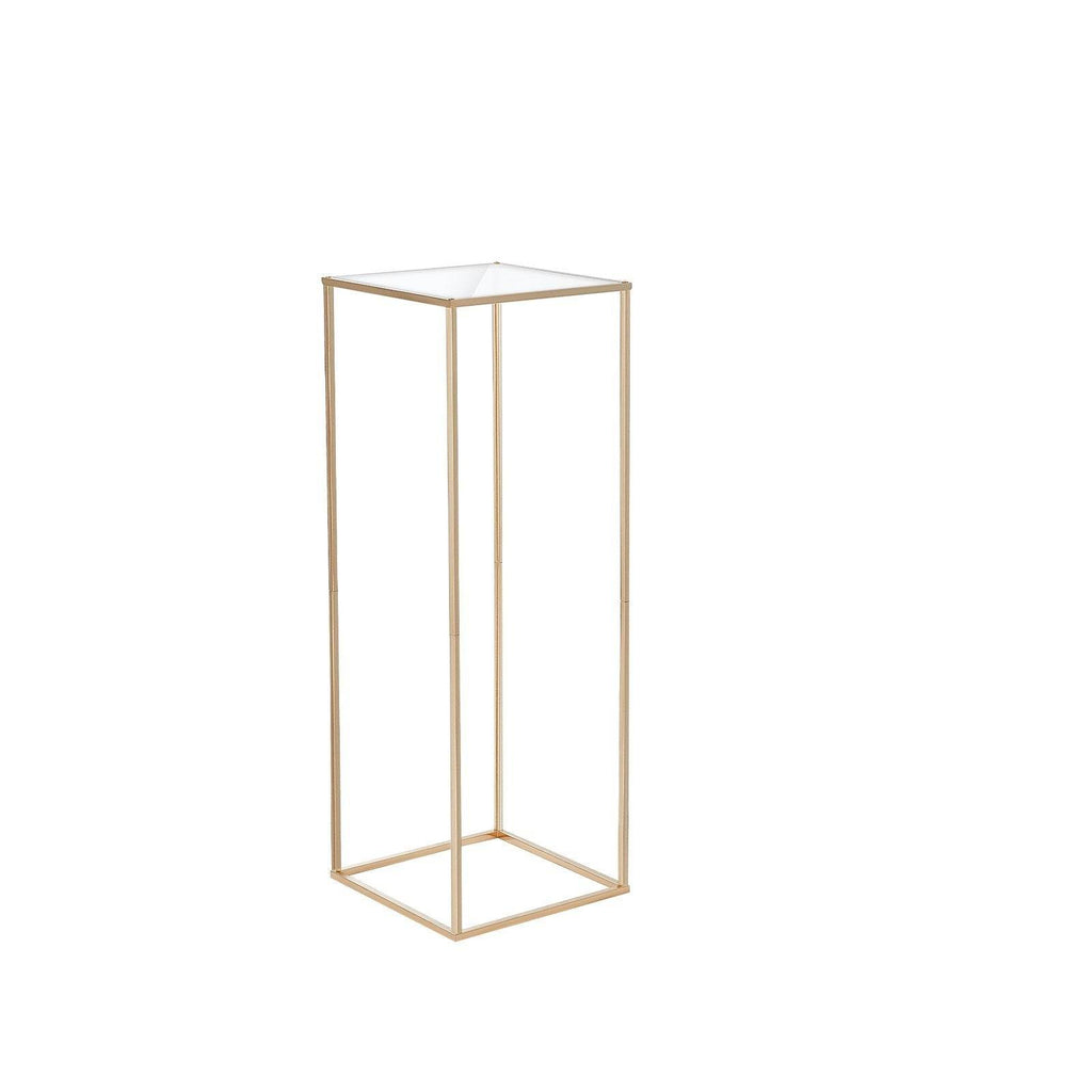 10PCS 31.5inch High Wedding Flower Stand, With Acrylic Laminate,Metal Vase Column Geometric Centerpiece Stands, Gold Rectangular Floral Display Rack For Events Reception, Party Decoration - www.Shopthatapp.com