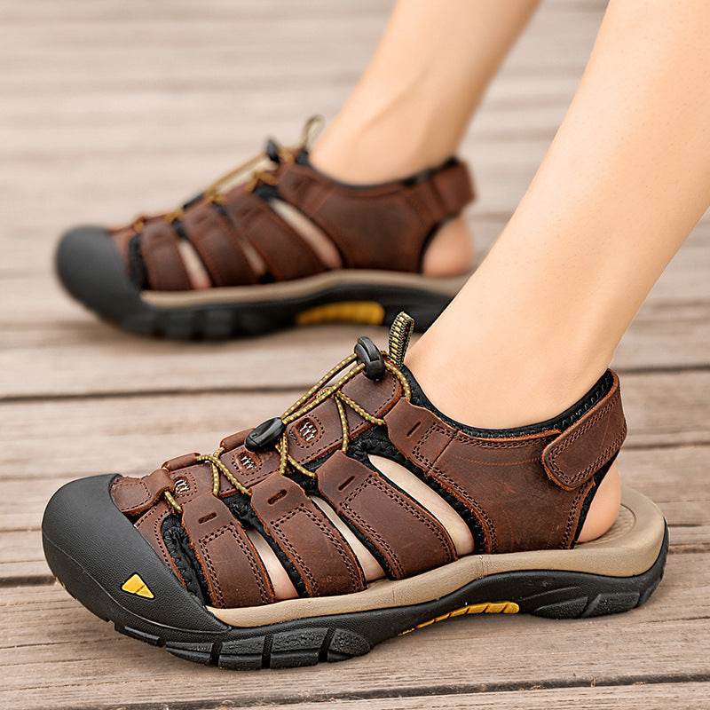 Top Layer Leather Plus Size Men's Beach Sandals - www.Shopthatapp.com