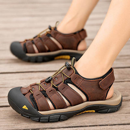 Top Layer Leather Plus Size Men's Beach Sandals - www.Shopthatapp.com