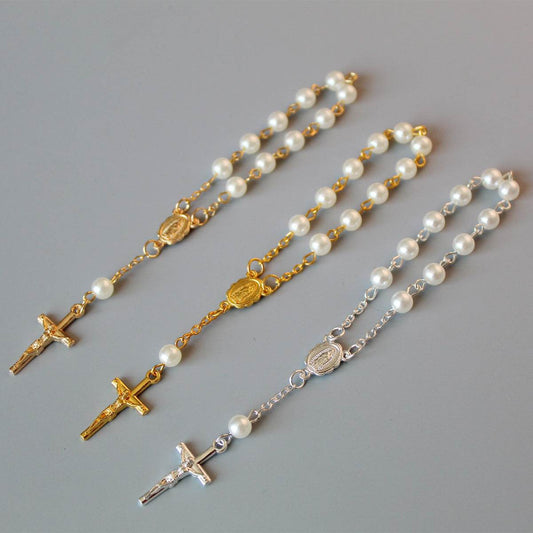 Beads Pearl Cross Full Moon Blessing Bracelet Fashion Jewelry - www.Shopthatapp.com