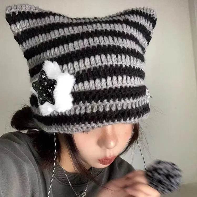 Breathable Windproof Cute Thermal Head Cover Woolen Cap beanies - www.Shopthatapp.com