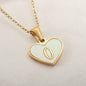 26 Letter Heart-shaped Necklace White Shell Love Clavicle Chain Fashion Personalized Necklace For Women Jewelry Valentine's Day - www.Shopthatapp.com