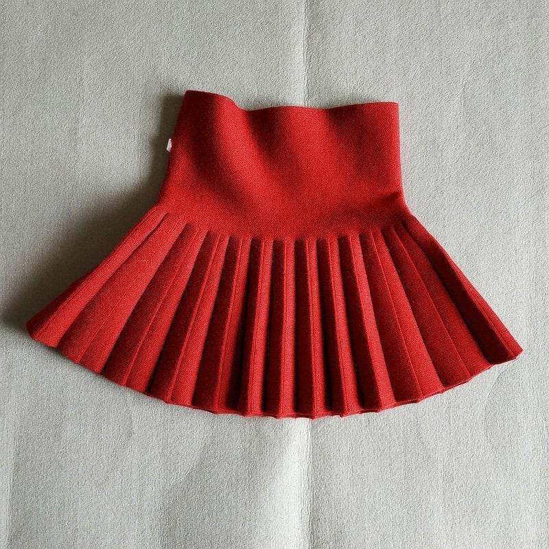 Girls Autumn Clothing Knitted Skirt High Waist Pleated Mini Skirt - www.Shopthatapp.com