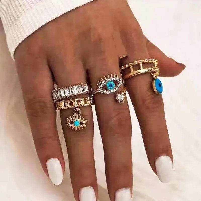 Personalized Punk Wind Demon Eye Diamond Drop Oil Ring for women - www.Shopthatapp.com