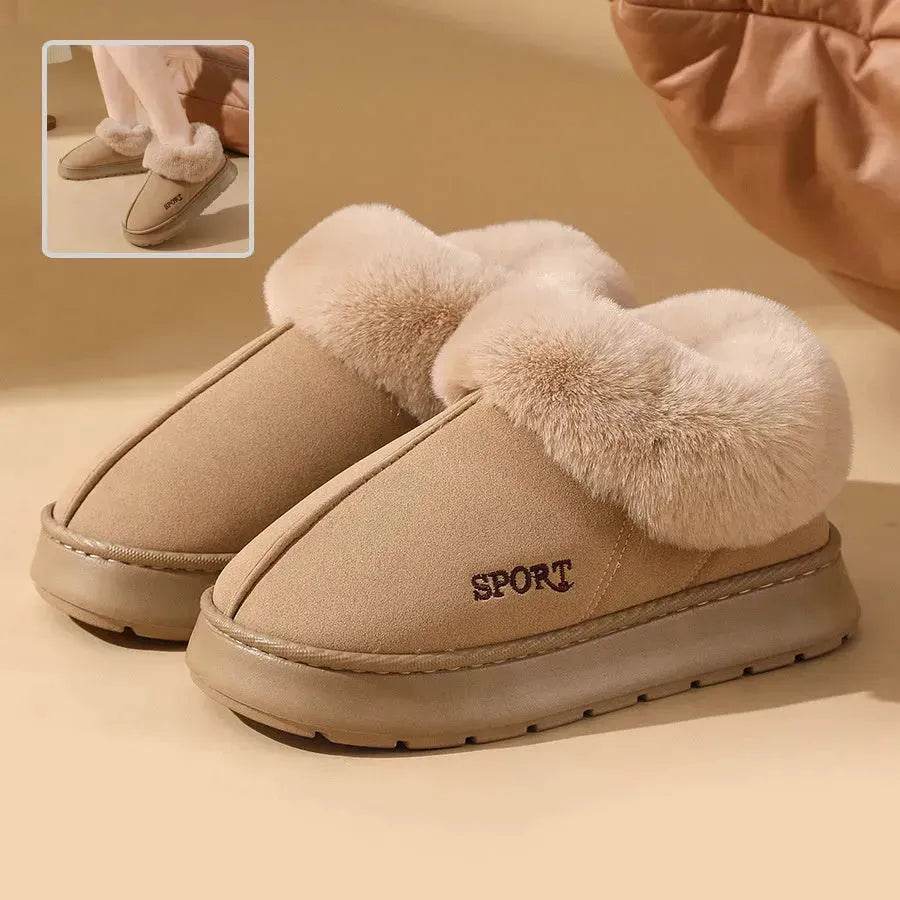 Plush Cotton Shoes For Women Winter Warm Home Slippers Outdoor Snow Boots - www.Shopthatapp.com