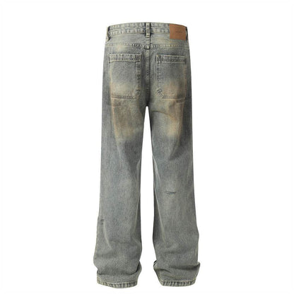 Hole Denim Men Trousers Heavy Industry Washing Jeans