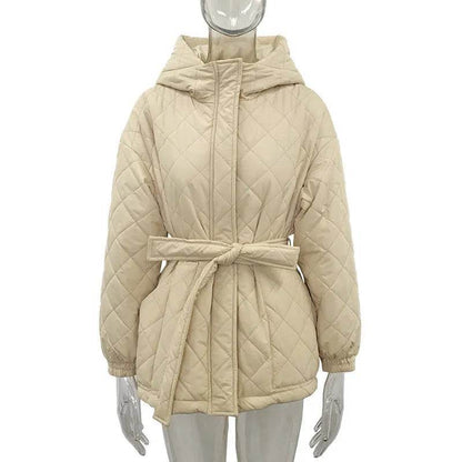 Thermal Jacket Plus Size Tie Down Cotton Winter Hoodie Coat - www.Shopthatapp.com