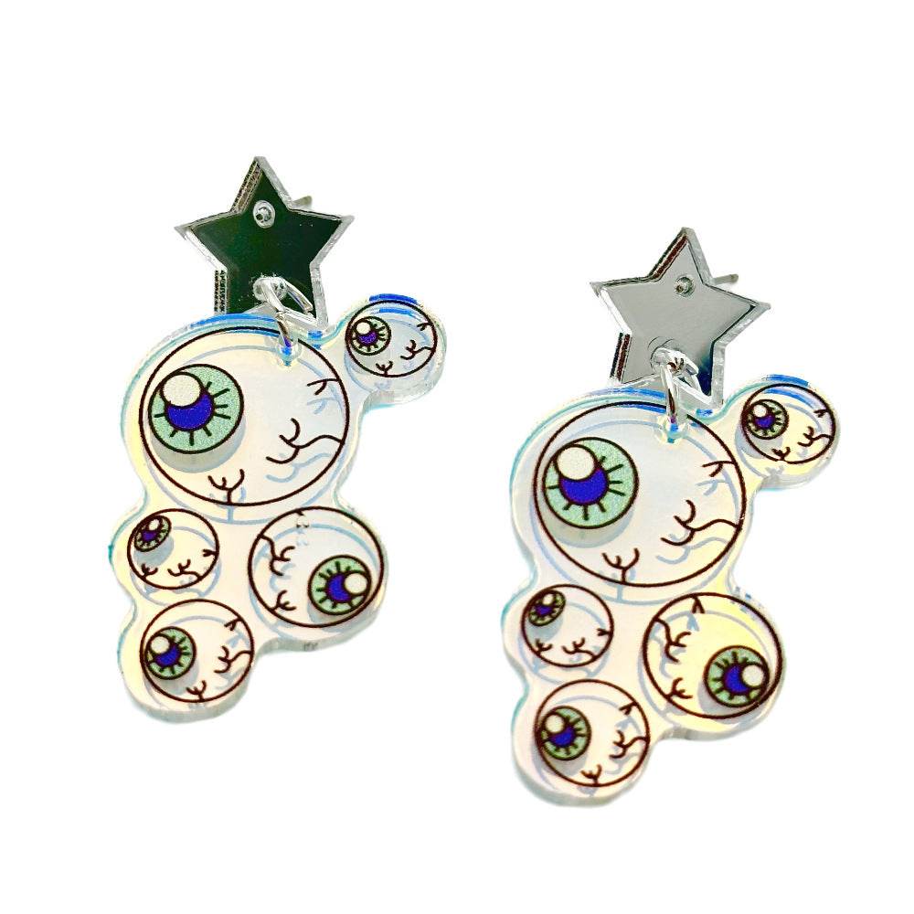 Halloween Day Ornament Colorful Ghost Eyes Funny Acrylic Earrings For Women