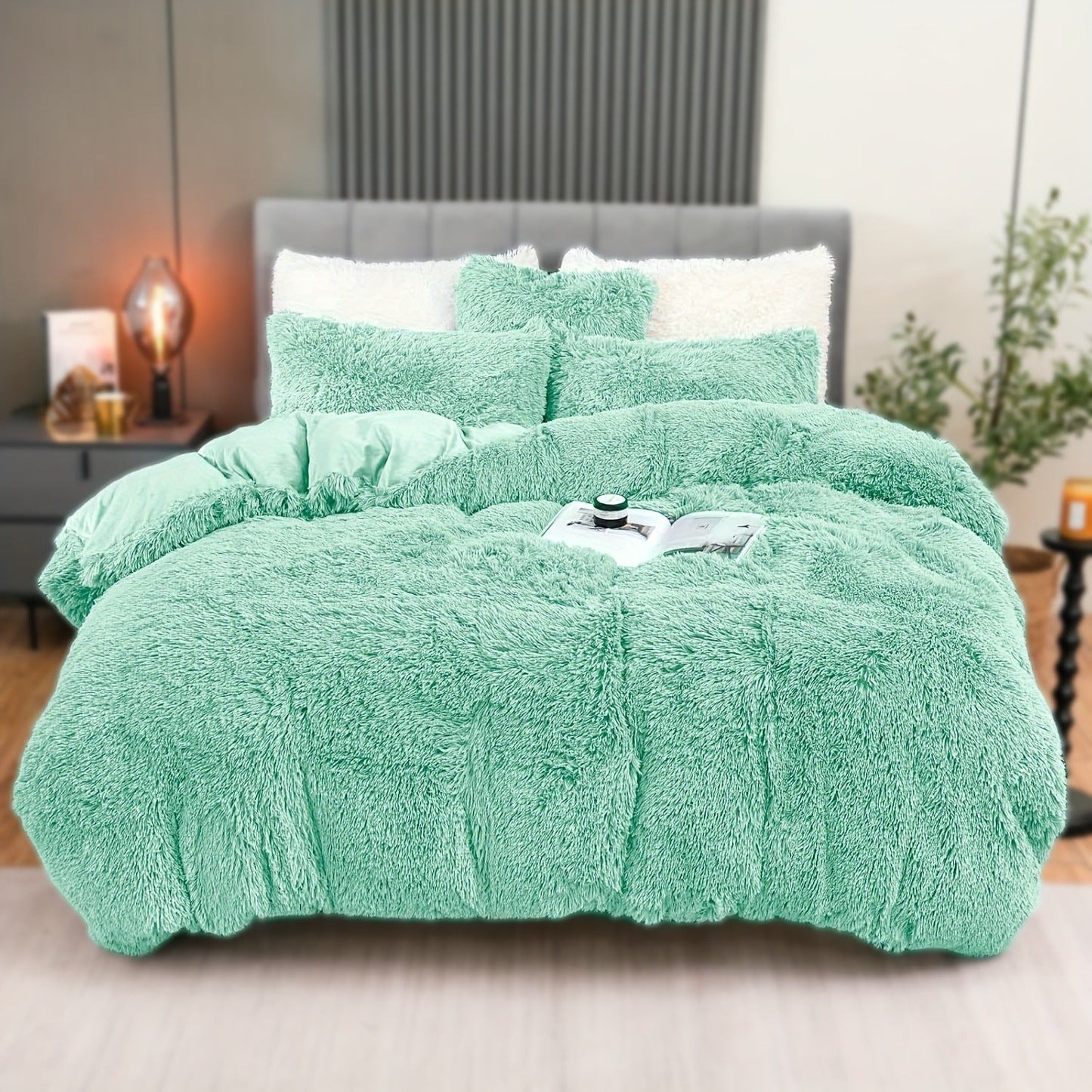 4PCs Plush Duvet Cover Set Luxury Ultra Soft Velvet Duvet - www.Shopthatapp.com