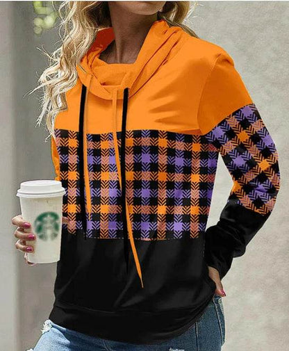 New Fashion Women's Pile Collar Printed Hoodie Pullover Top - www.Shopthatapp.com