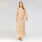Champagne Sequined Abaya Dress for Dubai Turkey Women Dubai Abaya Kimono - www.Shopthatapp.com