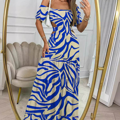 Off Shoulder Summer Maxi Dress Hollow out Cute Flowy dress - www.Shopthatapp.com