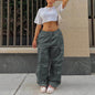 Casual Cargo Pants For Women Solid Color Drawstring Pocket Design Fashion Street Trousers Girls - www.Shopthatapp.com