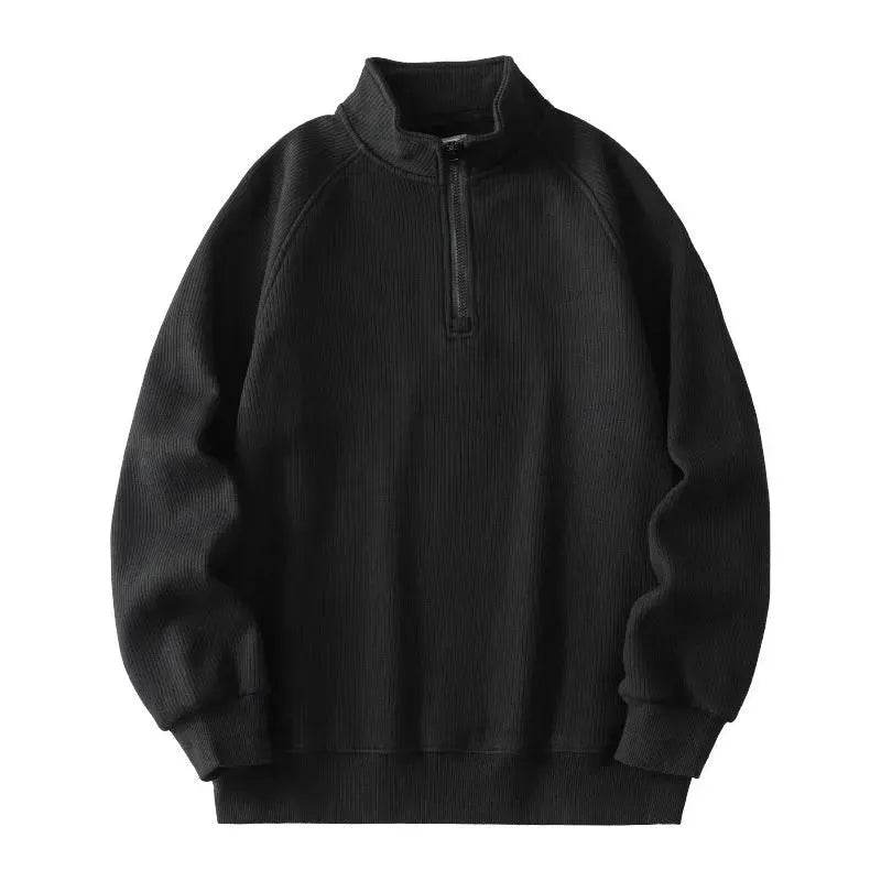 Autumn Winter half zip Stand-collar Fleece Sweatshirt Pullover tops for men - www.Shopthatapp.com