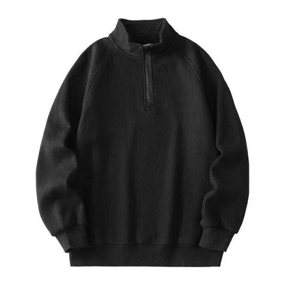Autumn Winter half zip Stand-collar Fleece Sweatshirt Pullover tops for men - www.Shopthatapp.com