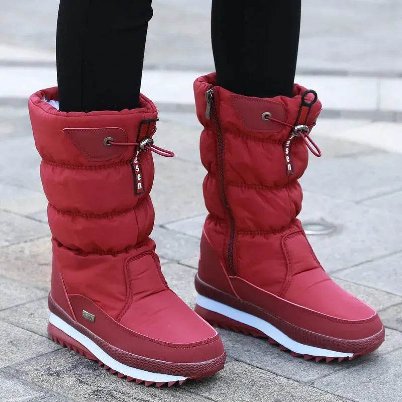 Winter boots New Plus Velvet Thick Cotton Shoes Thermal Middle Tube Waterproof Non-slip Boots - www.Shopthatapp.com