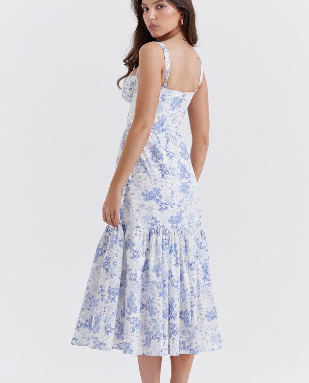 Spring And Summer Comely Pastoral Style Sling Floral A Swing Cake Dress - www.Shopthatapp.com