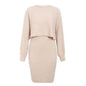 Women 2pcs Winter Outfit Cashmere dress Cropped Pullover top - www.Shopthatapp.com