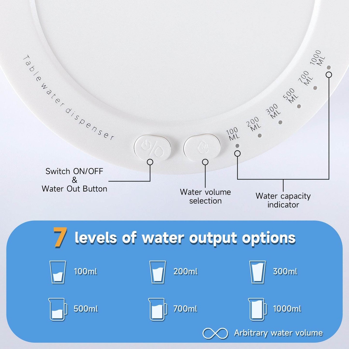 Smart Desktop Table Water Dispenser Pump Water Discharge Adjustable Portable Detachable USB Charging - www.Shopthatapp.com