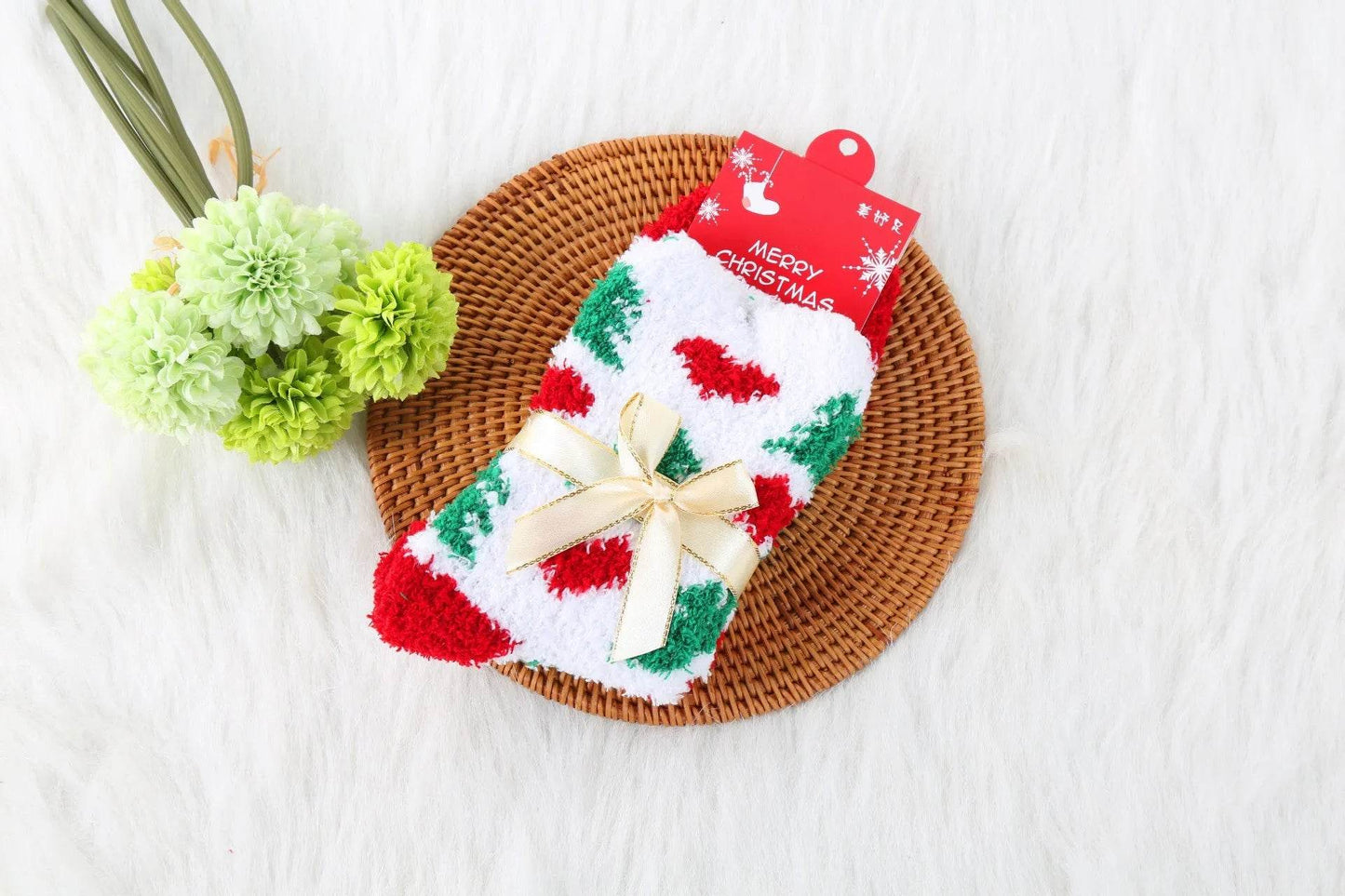 Winter Christmas Stockings Women's Thickened Bow Long Tube Fleece-lined - www.Shopthatapp.com