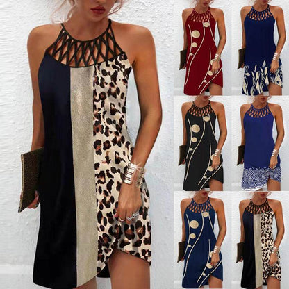 Fashion Print Dress Casual Halterneck Dresses For Women Summer Clothes - www.Shopthatapp.com