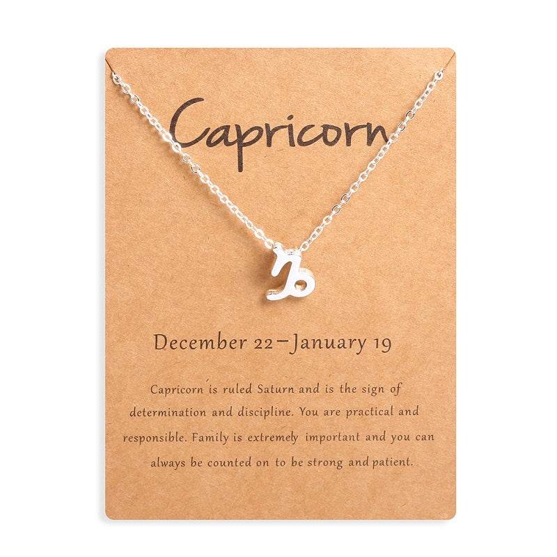 12 Zodiac Sign Necklaces With Gift Card Constellations Pendant Necklace Jewelry - www.Shopthatapp.com