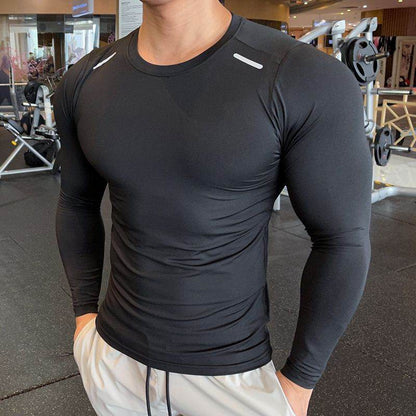 Muscle Fitted Elastic Long sleeve Running Workout Gym T-shirt for men - www.Shopthatapp.com