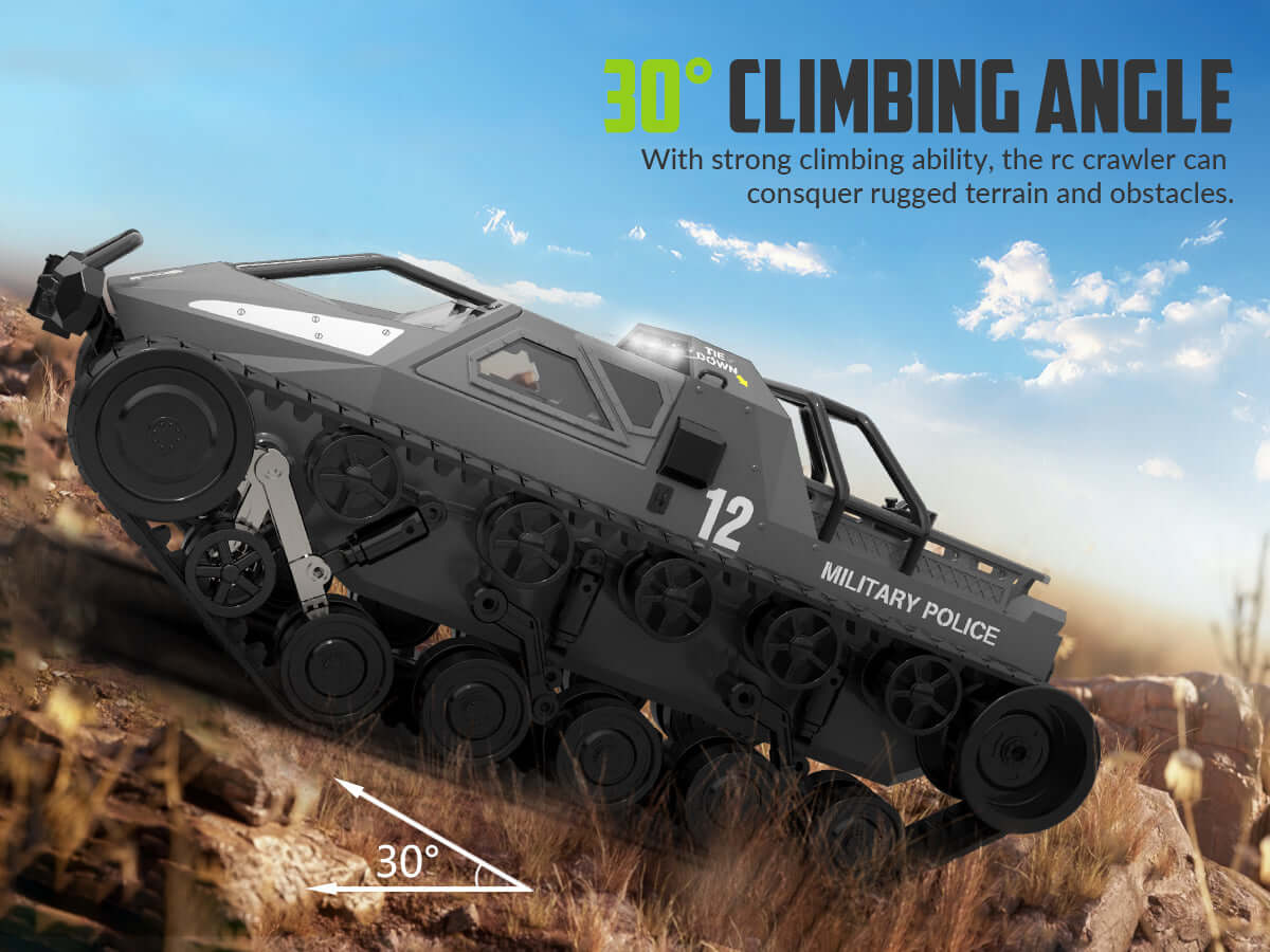 1:12 Scale High Speed All Terrain RC Tank with Dual Batteries - www.Shopthatapp.com #