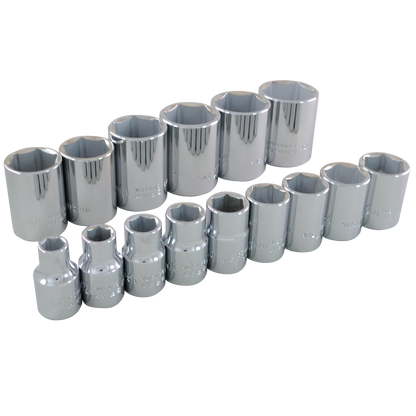 1/2" Dr. 15 Piece 6 Point Standard SAE Socket Set - www.Shopthatapp.com #