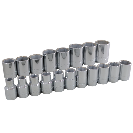 1/2" Dr. 19 Piece 6 Point Standard Metric Socket Set - www.Shopthatapp.com #