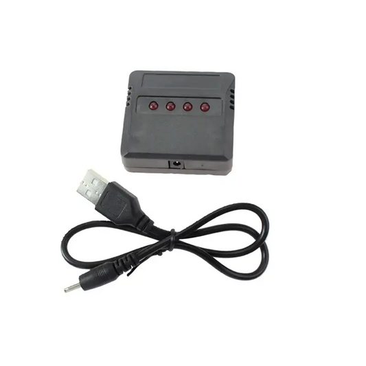 4PC 3.7V 450mAh Li-Po Battery & 1-4 USB Charger for Mini Warbirds 4CH Airplane - www.Shopthatapp.com
