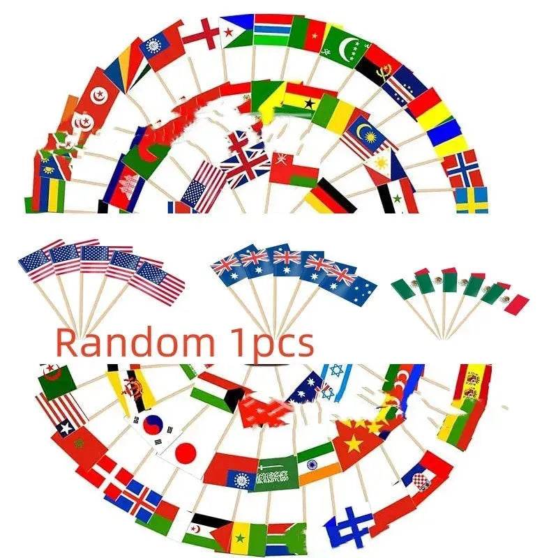 100 Countries Decorative Paper Toothpick Dessert steak Cake flag 🚩 - www.Shopthatapp.com