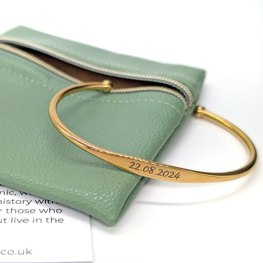 Engraved Gold Torque bangle - www.Shopthatapp.com