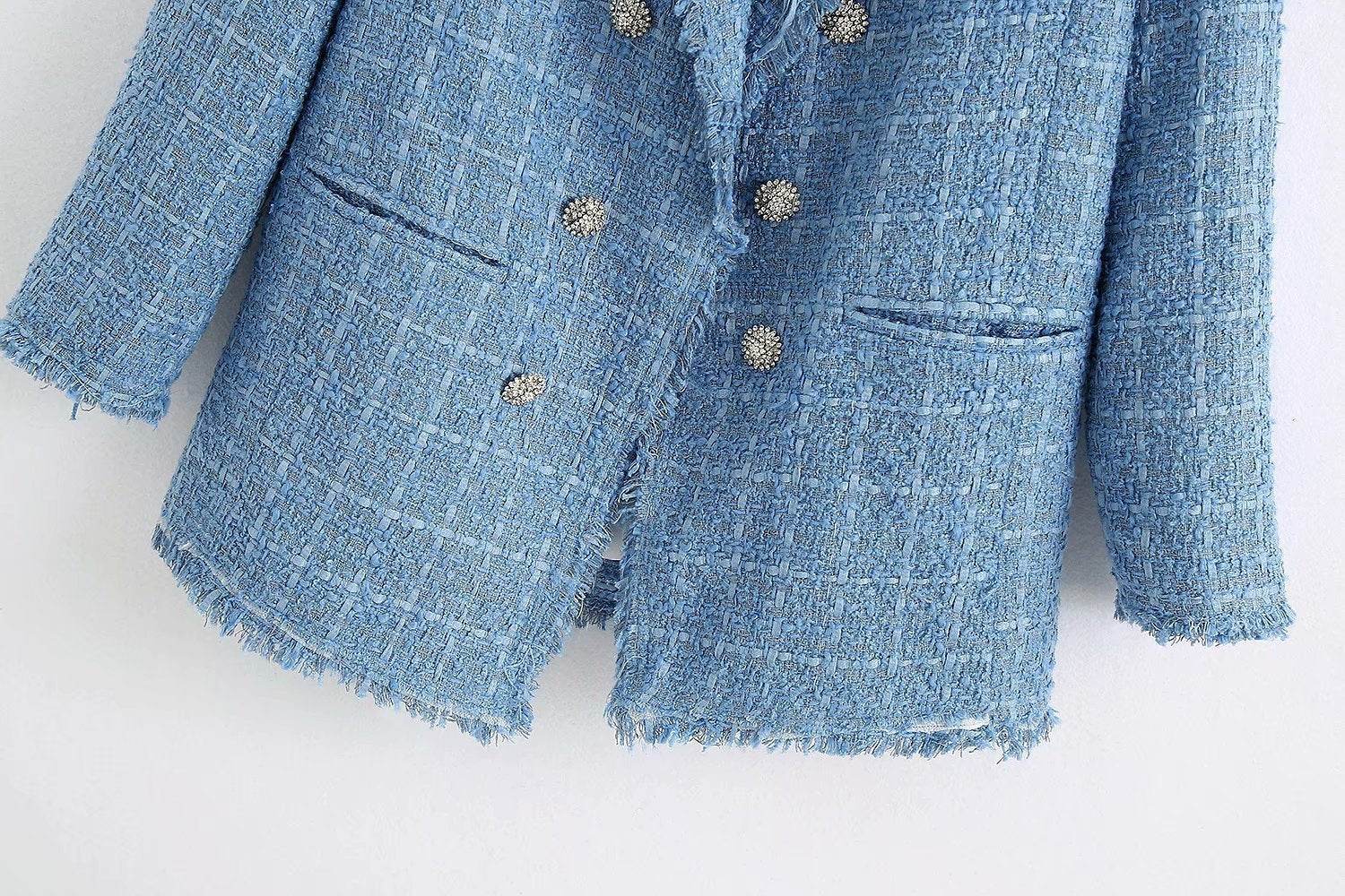 Retro loose suit tweed women's blazer jacket casual women streetwear - www.Shopthatapp.com