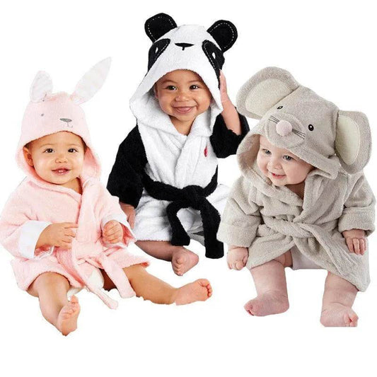 Infant Fashion Simple Cartoon Animal Fleece Bathrobe - www.Shopthatapp.com