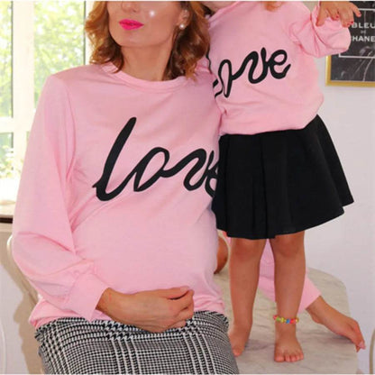 Women Maternity Sweatshirt Love Printed Parent-child Sweatshirt - www.Shopthatapp.com