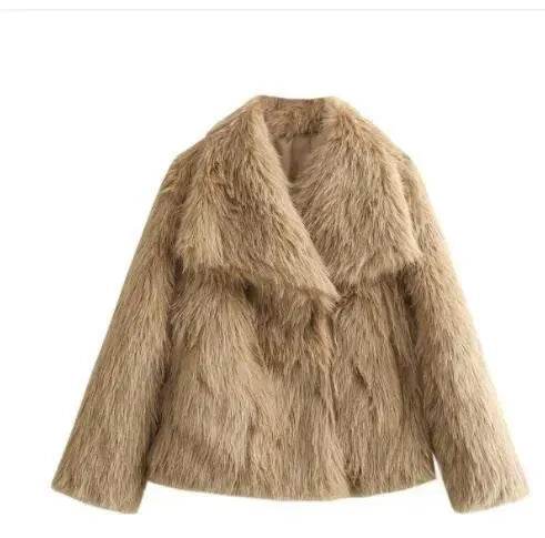 Winter Plush Open front Coat Thick lapel Outwear Faux Fur Coat women - www.Shopthatapp.com