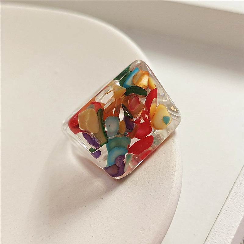 New Transparent Resin Ring Fruit Square Ring Acrylic Ring - www.Shopthatapp.com