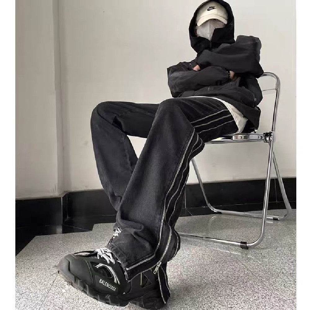 American Zippered Denim Straight Trousers For Men Jeans - www.Shopthatapp.com