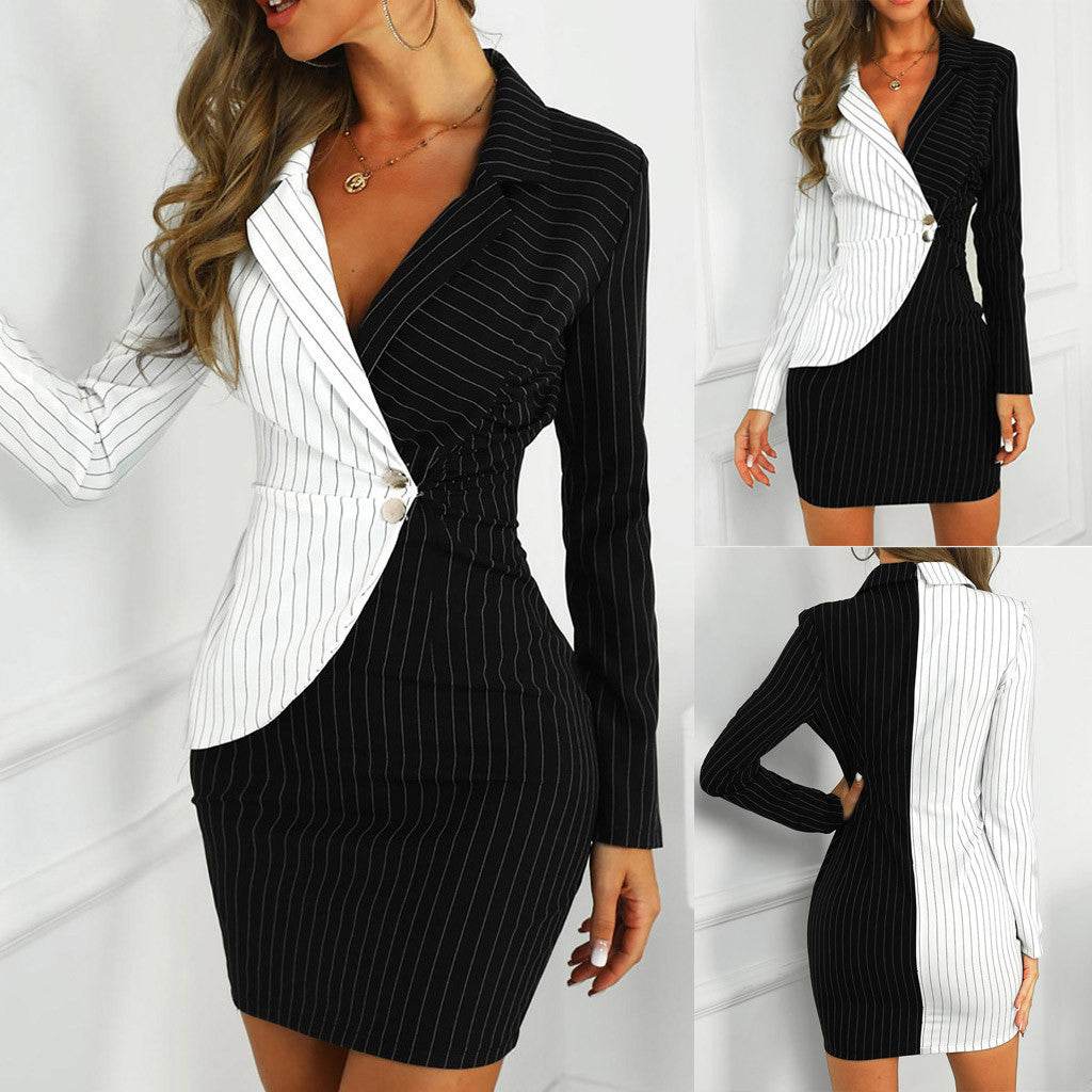 Fashion Suit Women Blazer Dress Turn Down Neck Long Sleeve - www.Shopthatapp.com
