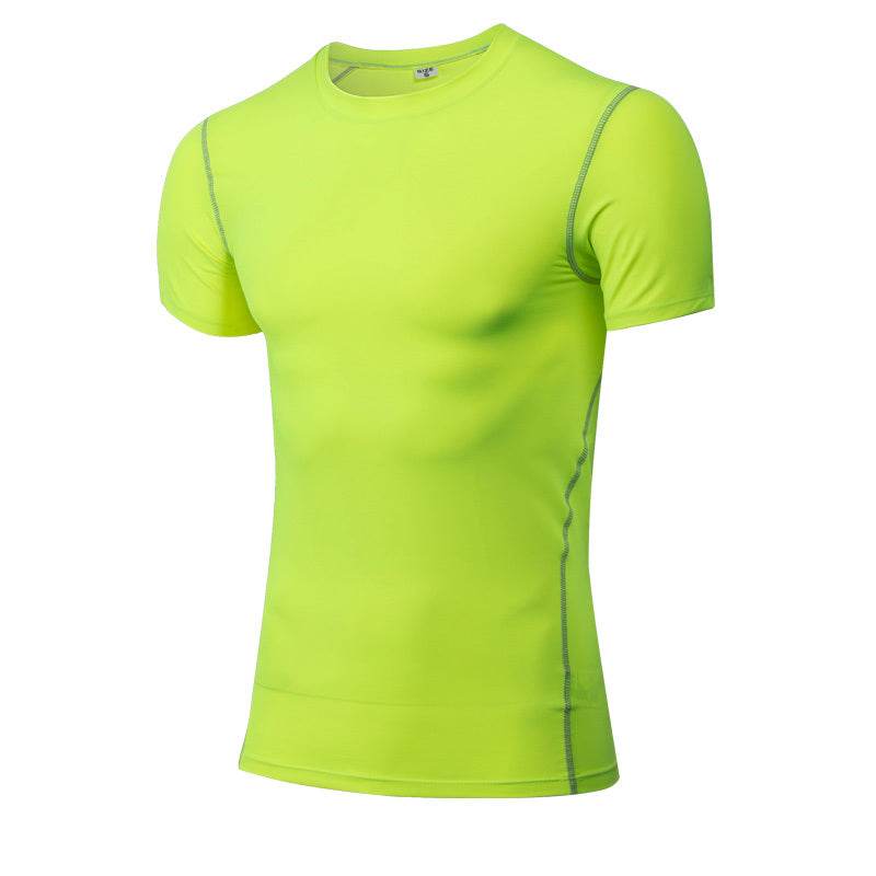 Solid color quick-drying bottoming short sleeve fitness t-shirt top - www.Shopthatapp.com