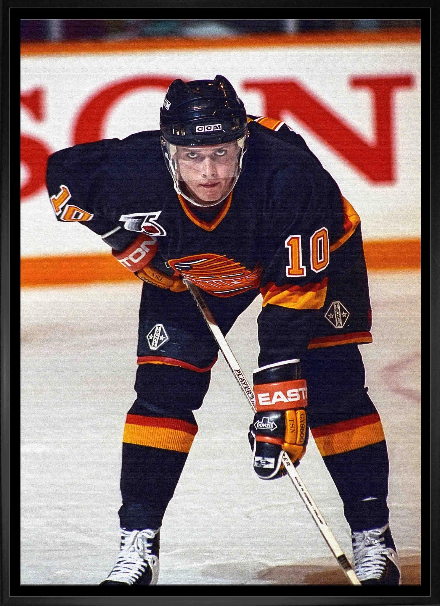 Pavel Bure 20x29 Framed Canvas Canucks Face-Off-V - www.Shopthatapp.com
