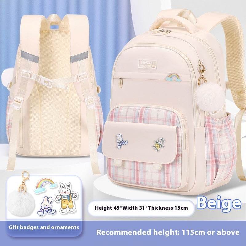 Primary School Student Schoolbag Girls' Plaid Backpack - www.Shopthatapp.com