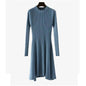 Autumn Winter Round neck Slim fit Mini Flared Sweater Dress - www.Shopthatapp.com