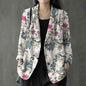 Women's floral Cotton Linen jacket Pocket Blazer - www.Shopthatapp.com