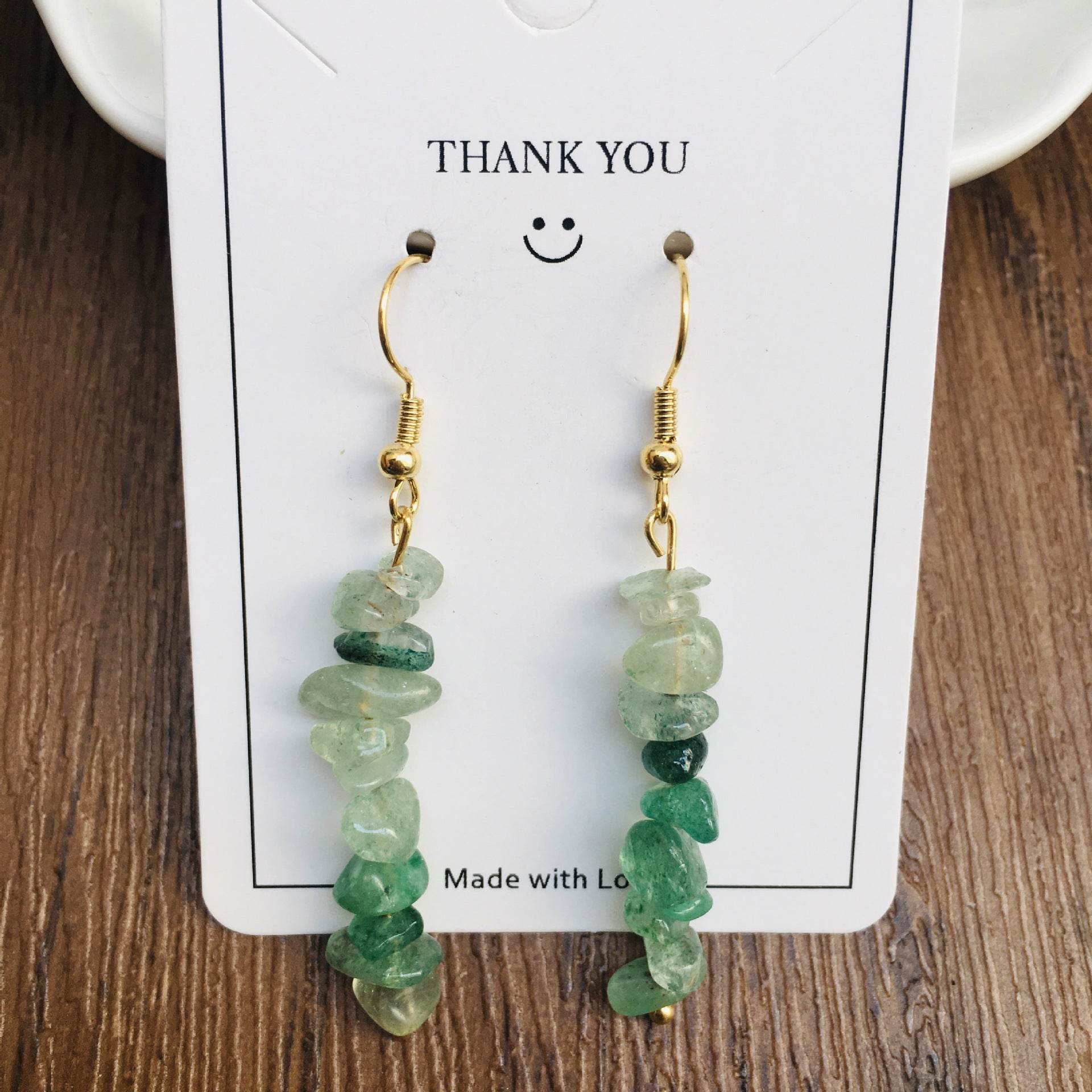 Handmade DIY Natural Crystal Stone Beaded Earrings - www.Shopthatapp.com