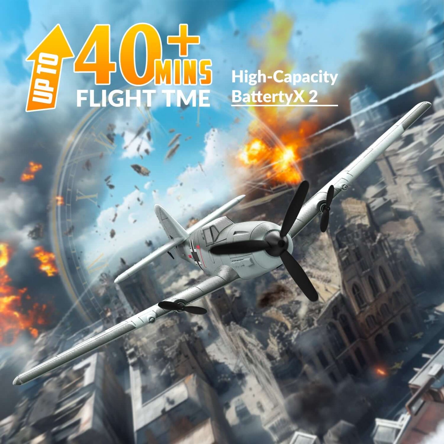 Volantex RC BF109 E 3CH RTF mit Gyro, EPP, Grau, Anfängerfreundlich