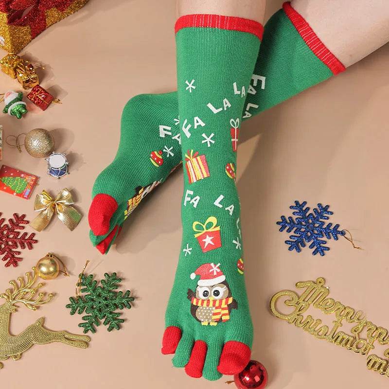 Cute Winter Christmas socks Five-finger  Elastic absorbent Split-toe - www.Shopthatapp.com