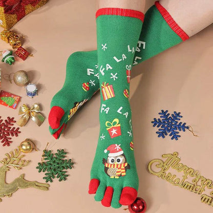 Cute Winter Christmas socks Five-finger  Elastic absorbent Split-toe - www.Shopthatapp.com