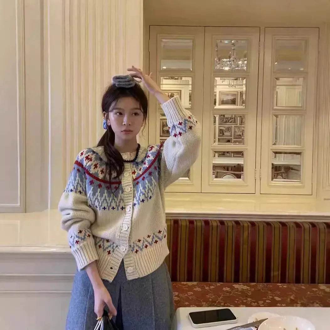 Thickened Jacquard button Knitted Sweater for Women Autumn And Winter - www.Shopthatapp.com